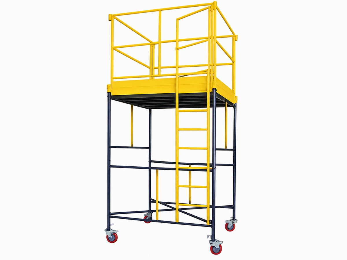 Andaime tubular móvel com rodízios e guarda-corpo para locação em Maringá e região - OZ Locações