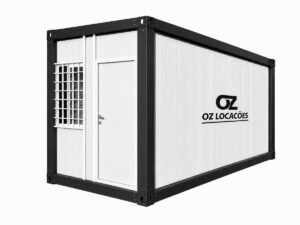 Container escritório branco para locação em obras em Maringá e região - OZ Locações