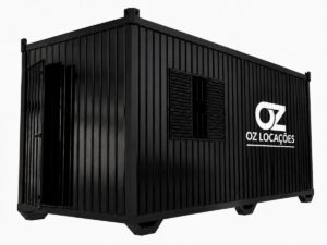 Container habitacional preto para alojamento de obra em Maringá e região - OZ Locações