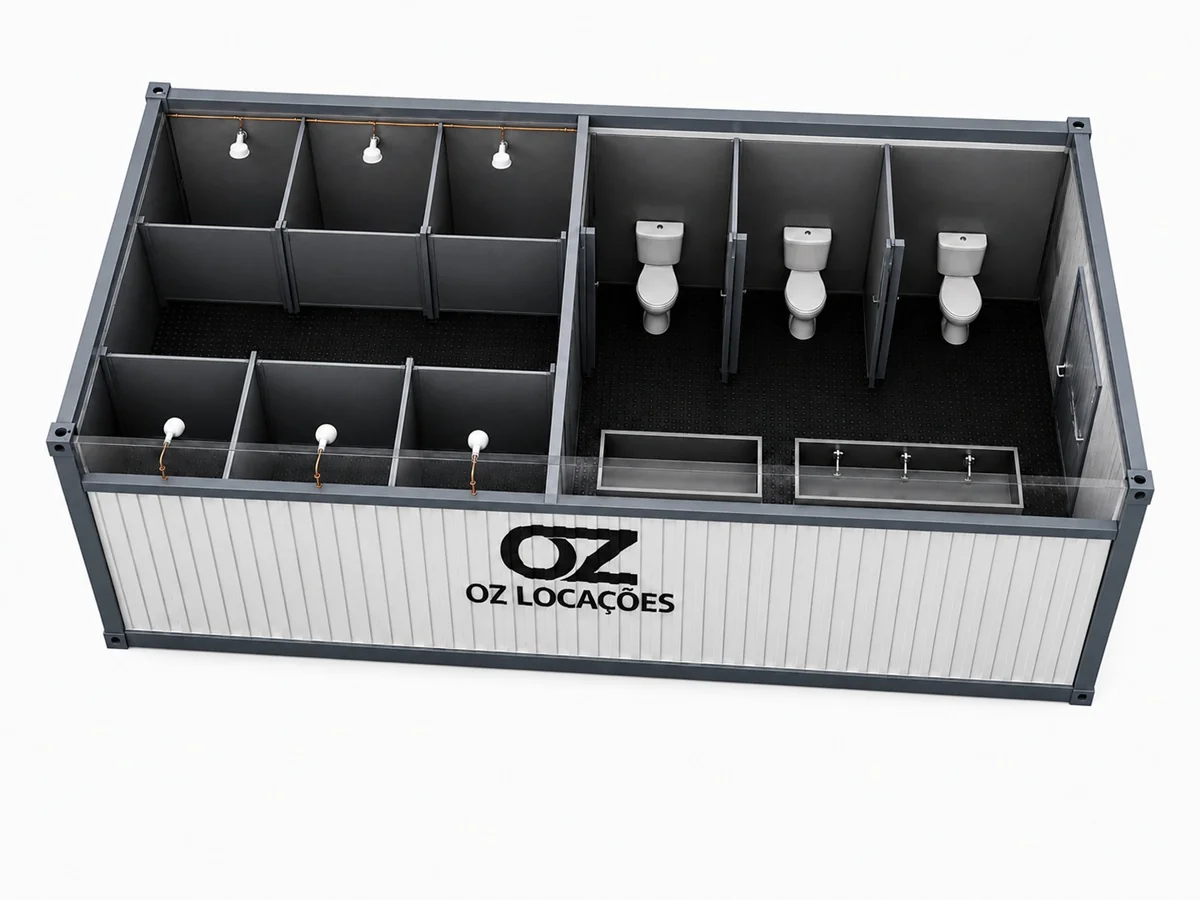 Container Banheiro Coletivo — OZ Locações